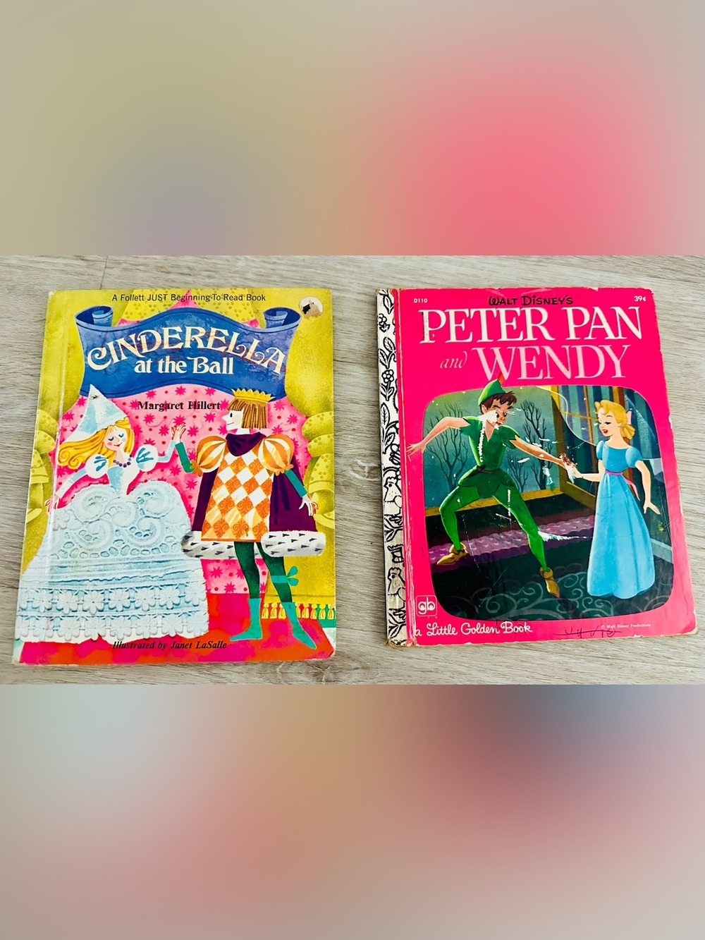 TWO (2) VINTAGE Disney Children’s Classic Books - Cinderella AND Peter Pan